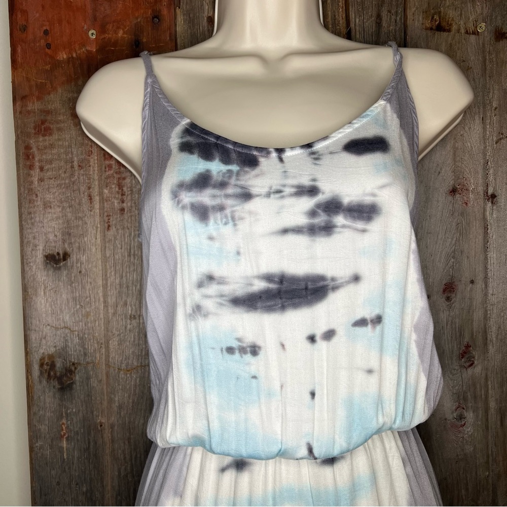Young Fabulous and Broke Grey Tie Dye Side Slit Maxi Dress Rayon Size Small - Picture 4 of 12
